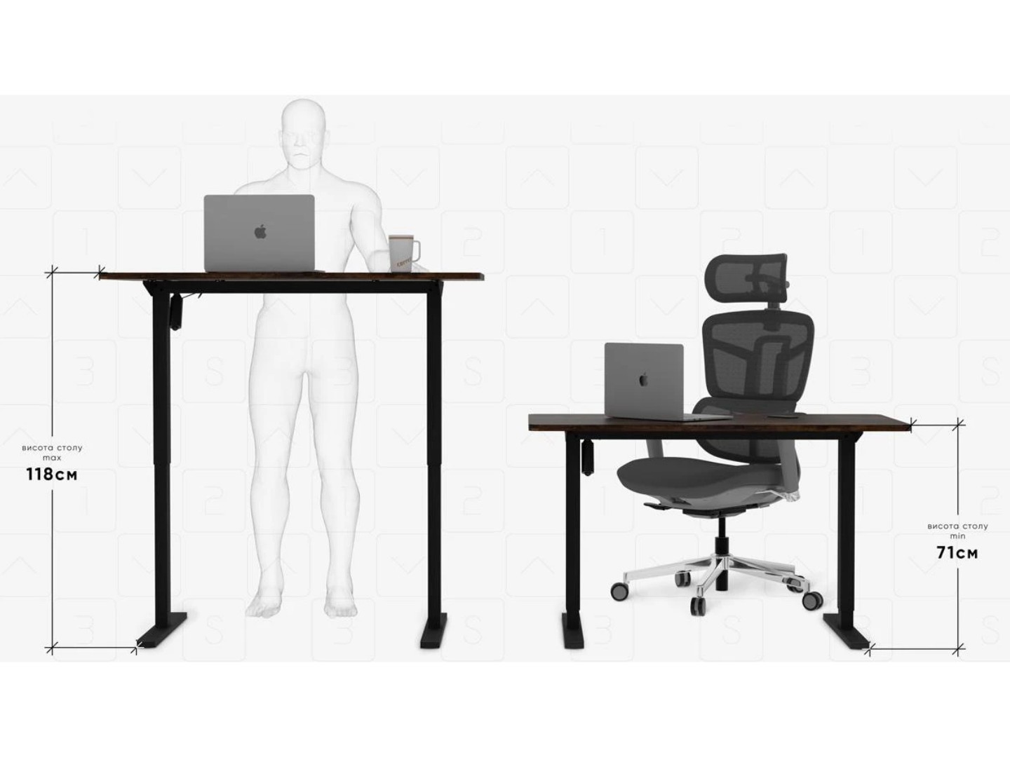 Стіл з електрорегулюванням висоти Mealux PowerDesk Lite Antique (EVO-201 Lite Antique/B) — фото 12